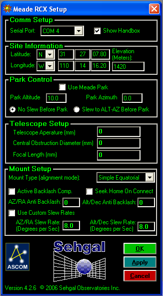 RCX driver set-up