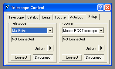 MDL telescope control window